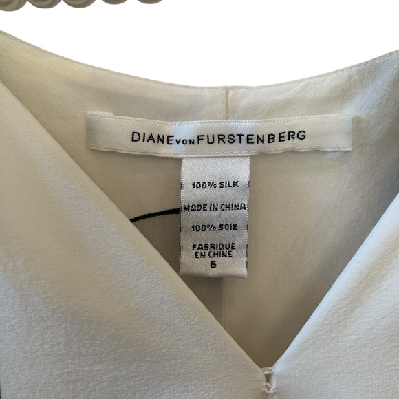 DIANE von FURSTENBERG | Women's White and Black Silk Top Blouse Size 6 - Picture 6 of 6